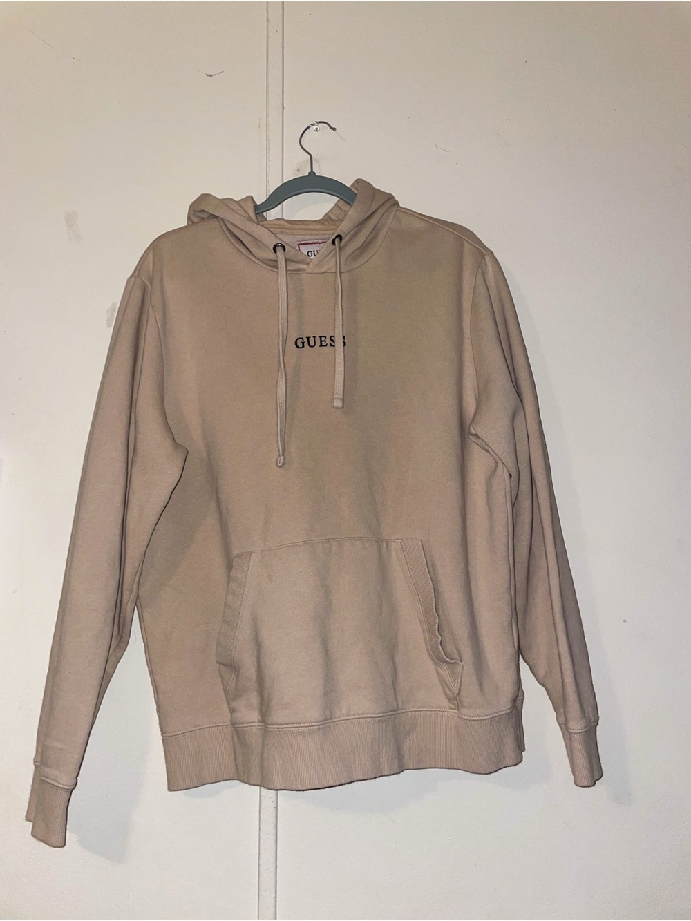 Guess Men’s Light Beige Logo Hoodie